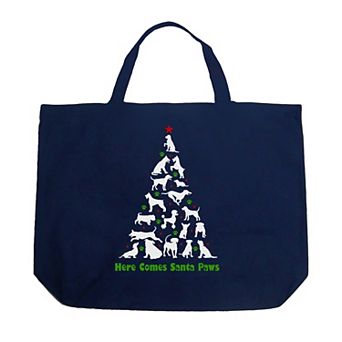 Here Comes Santa Paws - Large Word Art Tote Bag