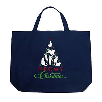 Meowy Christmas Tree - Large Word Art Tote Bag
