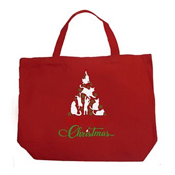 Meowy Christmas Tree - Large Word Art Tote Bag