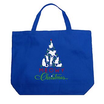 Meowy Christmas Tree - Large Word Art Tote Bag