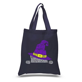 Peeking Witch Cat - Small Word Art Tote Bag