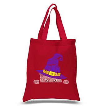Peeking Witch Cat - Small Word Art Tote Bag