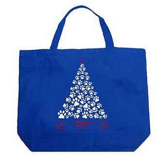 Paw Christmas Tree - Large Word Art Tote Bag
