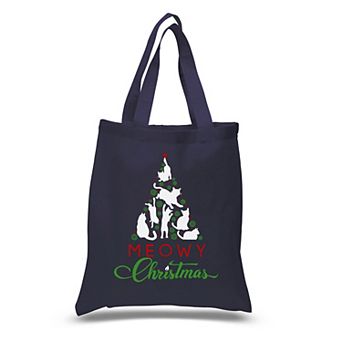 Meowy Christmas Tree - Small Word Art Tote Bag