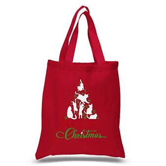 Meowy Christmas Tree - Small Word Art Tote Bag