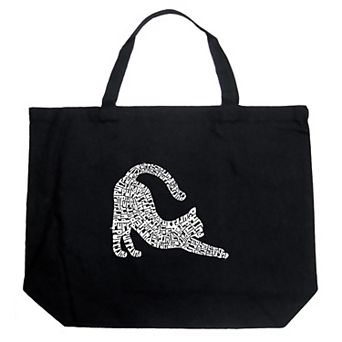 Stretching Cat - Large Word Art Tote Bag