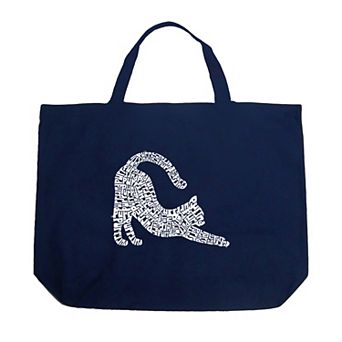 Stretching Cat - Large Word Art Tote Bag