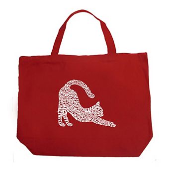 Stretching Cat - Large Word Art Tote Bag