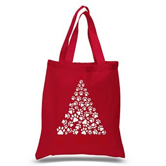 Paw Christmas Tree - Small Word Art Tote Bag