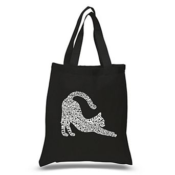 Stretching Cat - Small Word Art Tote Bag
