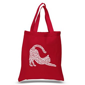 Stretching Cat - Small Word Art Tote Bag