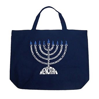 Menorah - Large Word Art Tote Bag