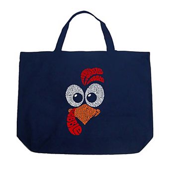 Turkey Face - Large Word Art Tote Bag