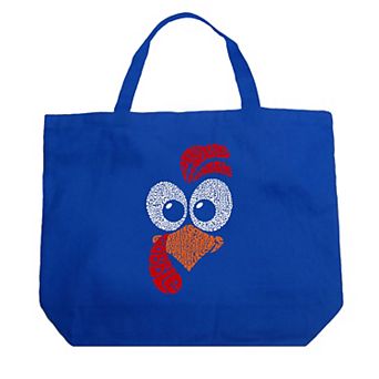 Turkey Face - Large Word Art Tote Bag
