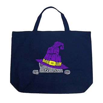 Peeking Witch Cat - Large Word Art Tote Bag