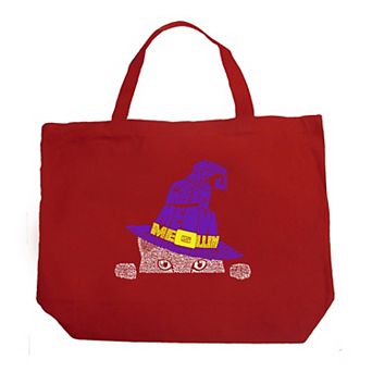 Peeking Witch Cat - Large Word Art Tote Bag