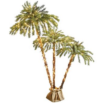 BrylaneHome Pre-Lit 3-Branch Palm Tree
