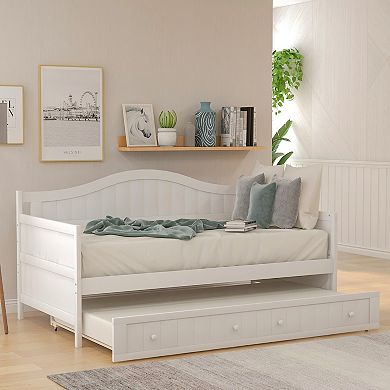 Merax Wooden Twin Size Daybed with Trundle Bed
