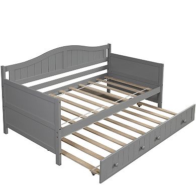Merax Wooden Twin Size Daybed with Trundle Bed