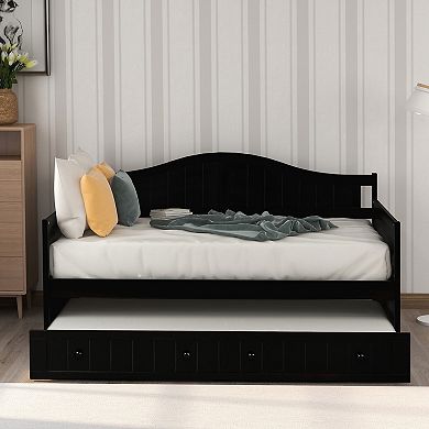 Merax Wooden Twin Size Daybed with Trundle Bed
