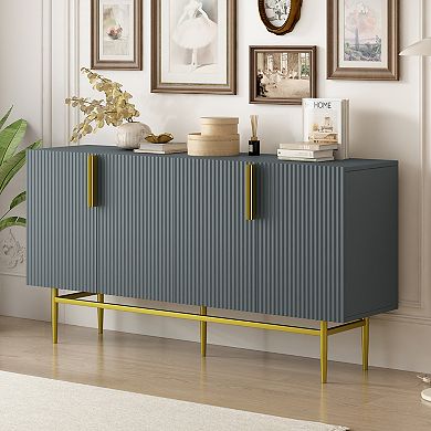 Modern Elegant 4-door Sideboard Gold Metal Handle Buffet Cabinet