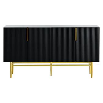 Modern Elegant 4-door Sideboard Gold Metal Handle Buffet Cabinet
