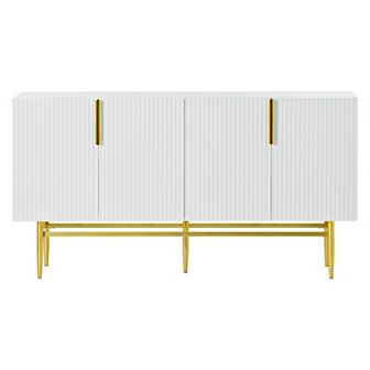 Modern Elegant 4-door Sideboard Gold Metal Handle Buffet Cabinet