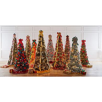BrylaneHome 6Ft Pre-Lit Flocked Pop-Up Tree
