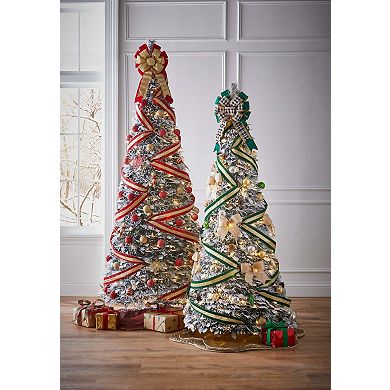 BrylaneHome 6Ft Pre-Lit Flocked Pop-Up Tree