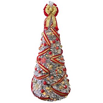 BrylaneHome 6Ft Pre-Lit Flocked Pop-Up Tree