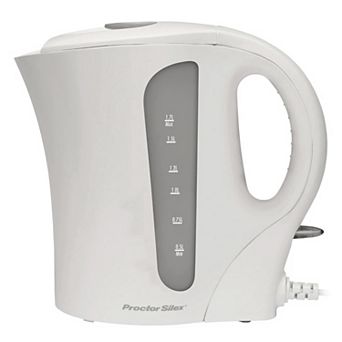 Proctor Silex 1.7 Liter Plastic Durable Electric Kettle in White