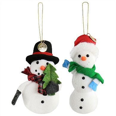Polar Bear and Snowman 4 Piece Ornament Set in White