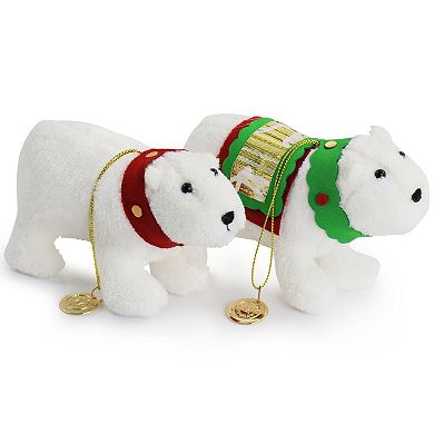 Polar Bear and Snowman 4 Piece Ornament Set in White