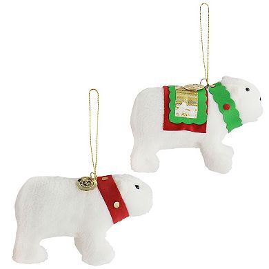 Polar Bear and Snowman 4 Piece Ornament Set in White