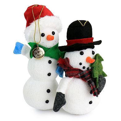 Polar Bear and Snowman 4 Piece Ornament Set in White