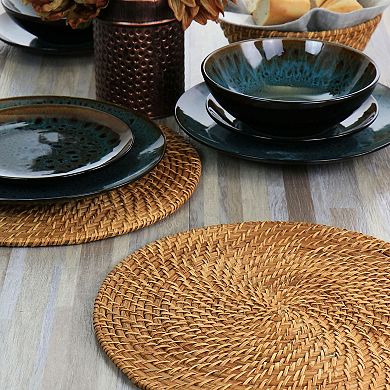 14 Inch Rattan Woven Circular Placemat in Brown