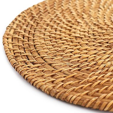 14 Inch Rattan Woven Circular Placemat in Brown