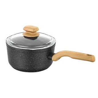 Korkmaz Montana 2 pc 2 Liter Aluminum Nonstick Saucepan with Lid and Faux Wood Handles