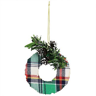 Holiday Wreath Ornament 4 Piece Set in Red and Green