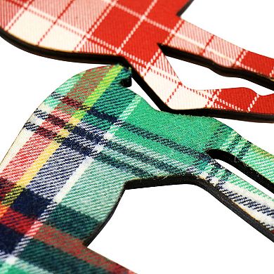 Holiday Reindeer Ornament 4 Piece Set in Red and Green