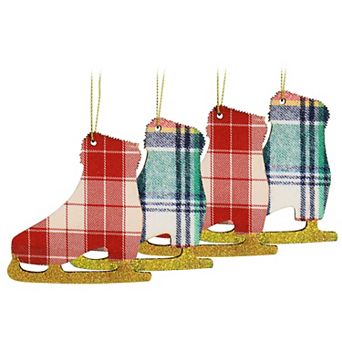 Holiday Ice Skate Ornament 4 pc Set in Red and Green