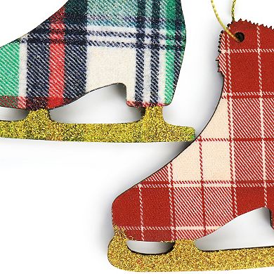 Holiday Ice Skate Ornament 4 Piece Set in Red and Green