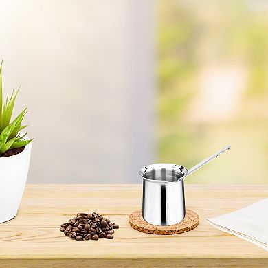 Korkmaz Classic 6 Ounce Stainless Steel Turkish Coffee Pot in Silver