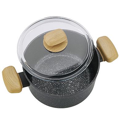 Korkmaz Montana 2 Piece 3 Liter Aluminum Nonstick Casserole Dish with Lid and Faux Wood Handles