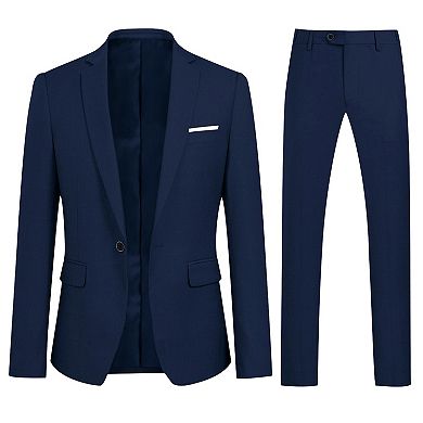 Men's Slim Fit 2 pc Suits One Button Blazer and Pants Set
