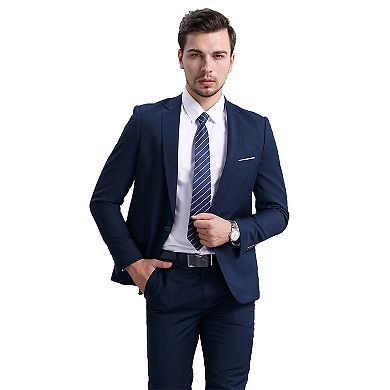 Men's Slim Fit 2 pc Suits One Button Blazer and Pants Set