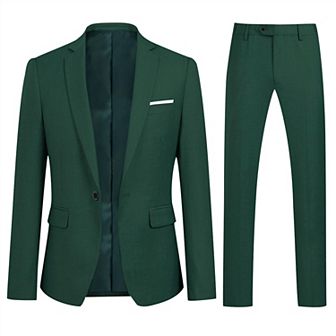 Men's Slim Fit 2 pc Suits One Button Blazer and Pants Set