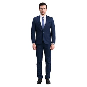 Men's Slim Fit 2 pc Suits One Button Blazer and Pants Set