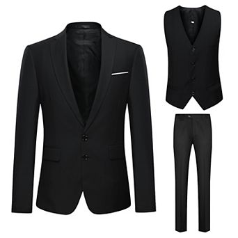 Men's 3 pc Slim Fit 2 Buttons Jacket Smart Formal Suit
