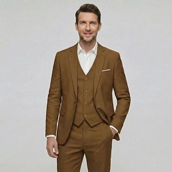 Mens 3 pc Suit Notched Lapel Slim Fit Jacket Vest Pants Set